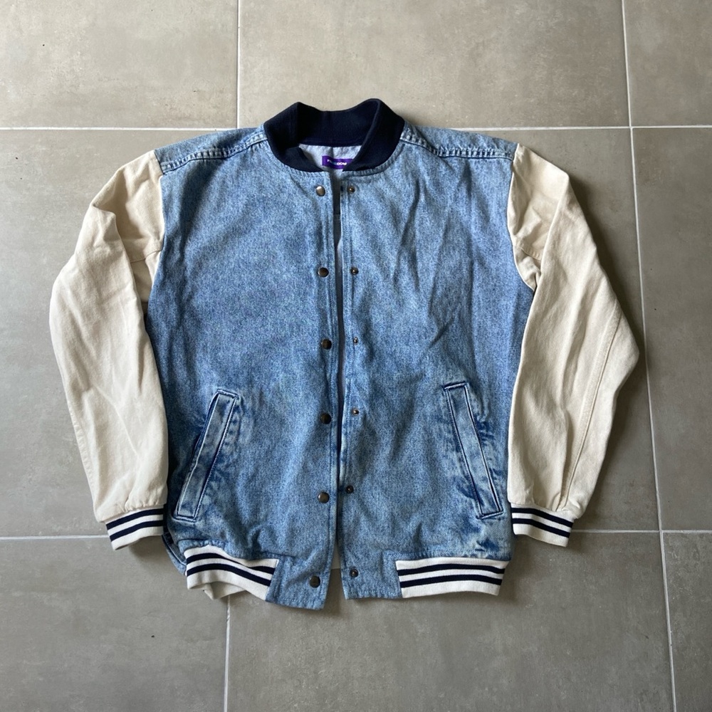 Denim varsity jacket